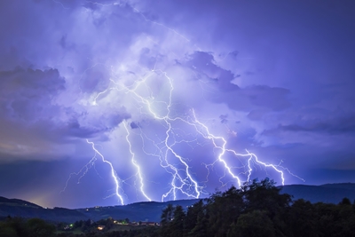 Lightning in a thunderstorm