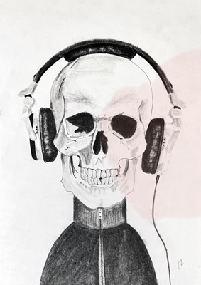 Skull with headphones