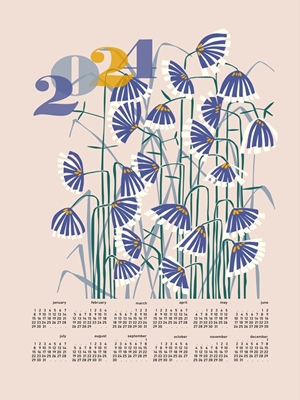 calendar 2024 pastel flowers 