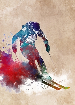 A skier skiing down the slope