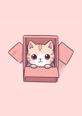 Lustige Katze im Pappkarton