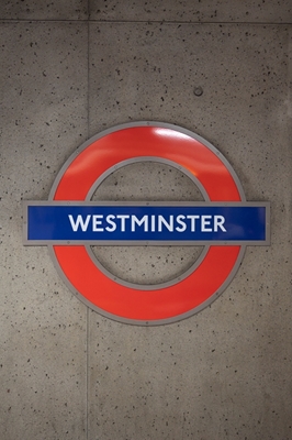 Cartello della metropolitana Westminster 