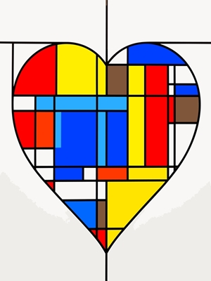 Mondrian farverigt hjerte