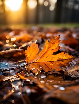 Podzimní listí v dešti V1