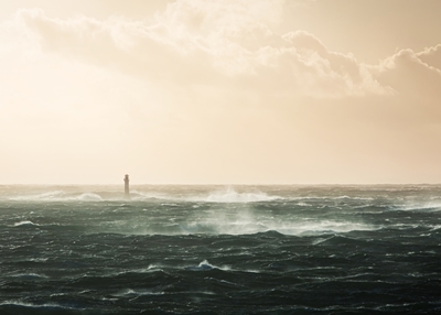 Mjölskär lighthouse in storm