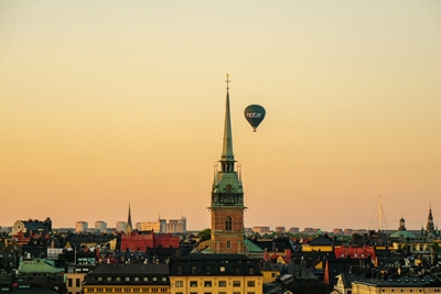 Balloon flying over Stockholm