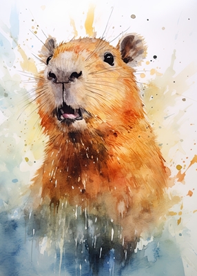 Capybara akvarell