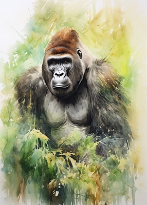 Gorilla akvarel