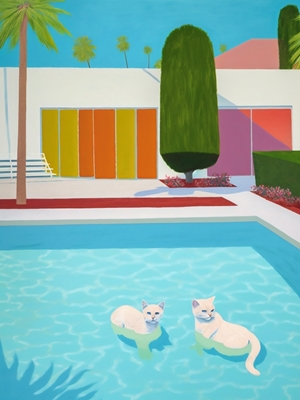 Hockney-inspirierte Poolkatzen
