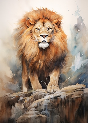 Løve Akvarel