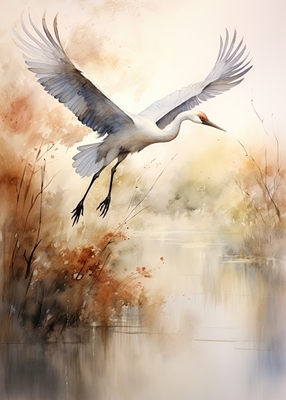 Graceful Crane Watercolor