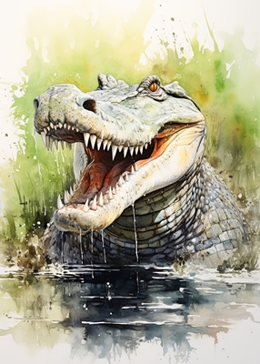 Krokotiilin akvarelli