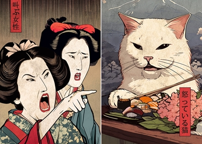 Mulher gritando com gato