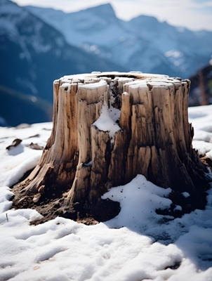 Tree Stump in Winter