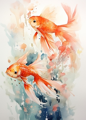Guldfisk akvarel