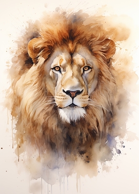 Lejon porträtt akvarell