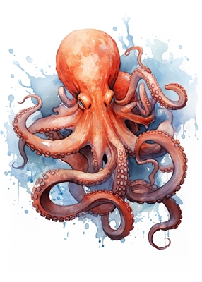 Octopus akvarelli