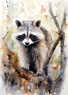 Raccoon akvarell
