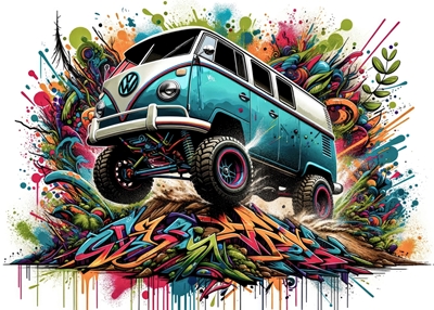 Graffiti art of a VW Bulli