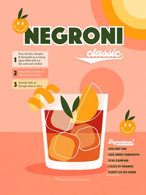 Retro Negroni cocktail persikka