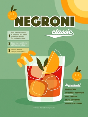 Retro Negroni Cocktail - Green