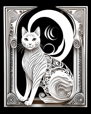 kitty cat art papercut style 