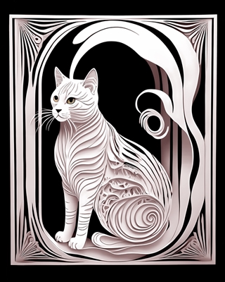 majestetic cat papercut sepia