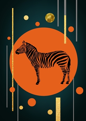 Zebra w pomarańczowym kole