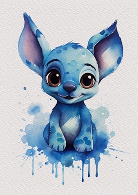 Dětská modrá příšera akvarel