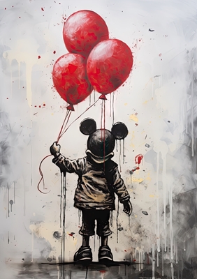 Mouse with balloons x Banksy