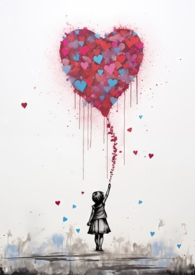 Tyttö ja sydän x Banksy II