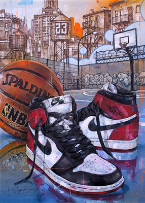 Jordan 1 basketbal schilderij