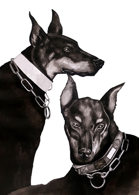 Two Dobermann dogs