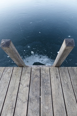 Ingresso al lago ghiacciato con scaletta