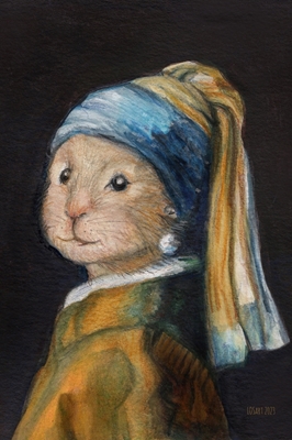 Bunny with pearl earring