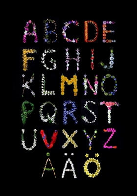 Alphabet created with flowers