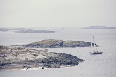 Sailboat among islands