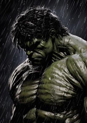 Marvel Hulk sotto la pioggia
