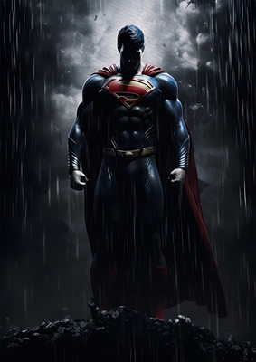 Superman in de regen
