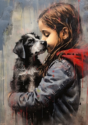 Fille et le chien Grafitti
