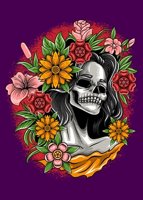 Lady av Floral Skull Beauty