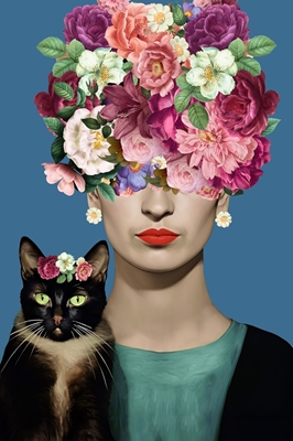 Portrait Frida Cats Love