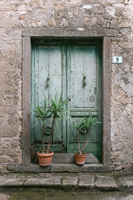 Oude turquoise deur Italië 