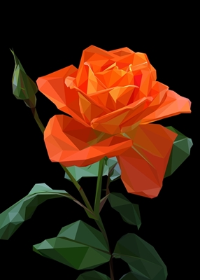 Low Poly oranžová růže