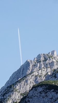 Airplane and mountains