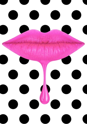 Lipstick on Black Polka Dots