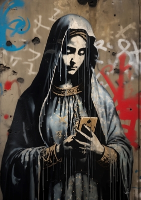 Heilige Maria am Handy