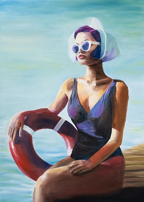 Woman with swimming ring