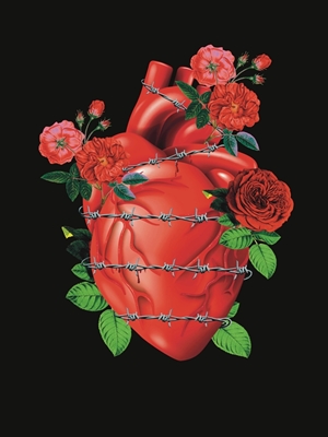 coeur avec des fleurs collage art