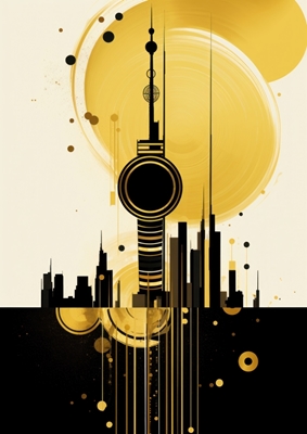 Abstrakter Black+Gold Tower
